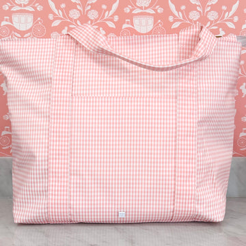 Jumbo Tote in Peach Gingham