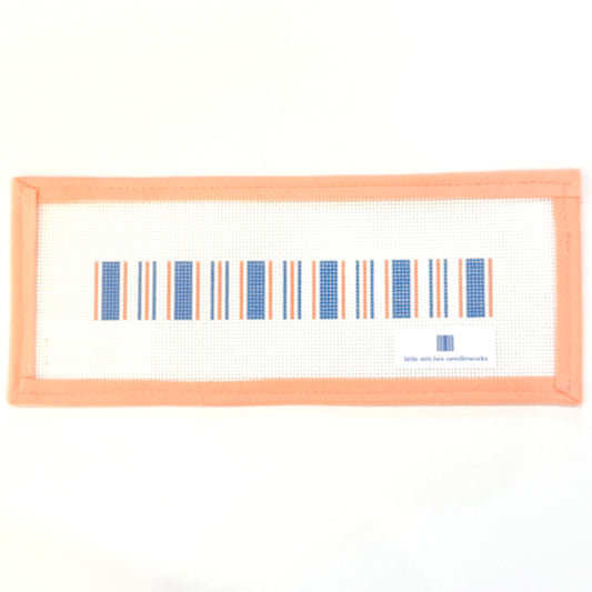 Little Stitches Needleworks - Cabana Stripe Fob Royal Blue & Tangerine