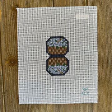 SLS Needlepoint - Hydrangea Basket - Double Fob Navy