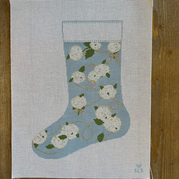 SLS Needlepoint - Hydrangea Stocking - Blue