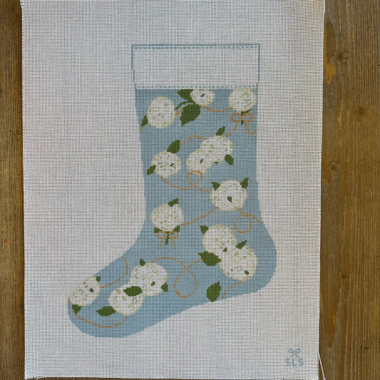 SLS Needlepoint - Hydrangea Stocking - Blue