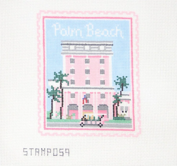Stitch Style Needlepoint - Palm Beach Travel Stamp