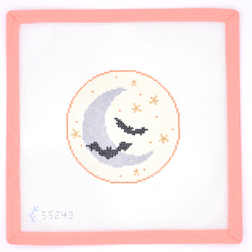 Stitch Style Needlepoint - Crescent Moon and Bats