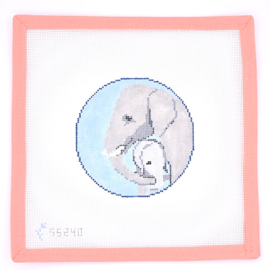 Stitch Style Needlepoint - Mom and Baby Elephant