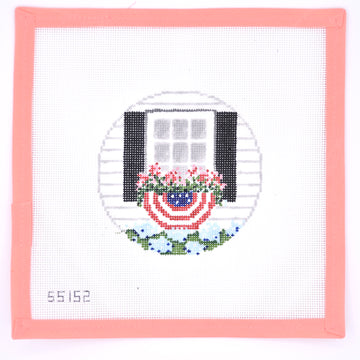 Stitch Style Needlepoint - Patriotic Window with Bunting