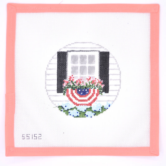 Stitch Style Needlepoint - Patriotic Window with Bunting